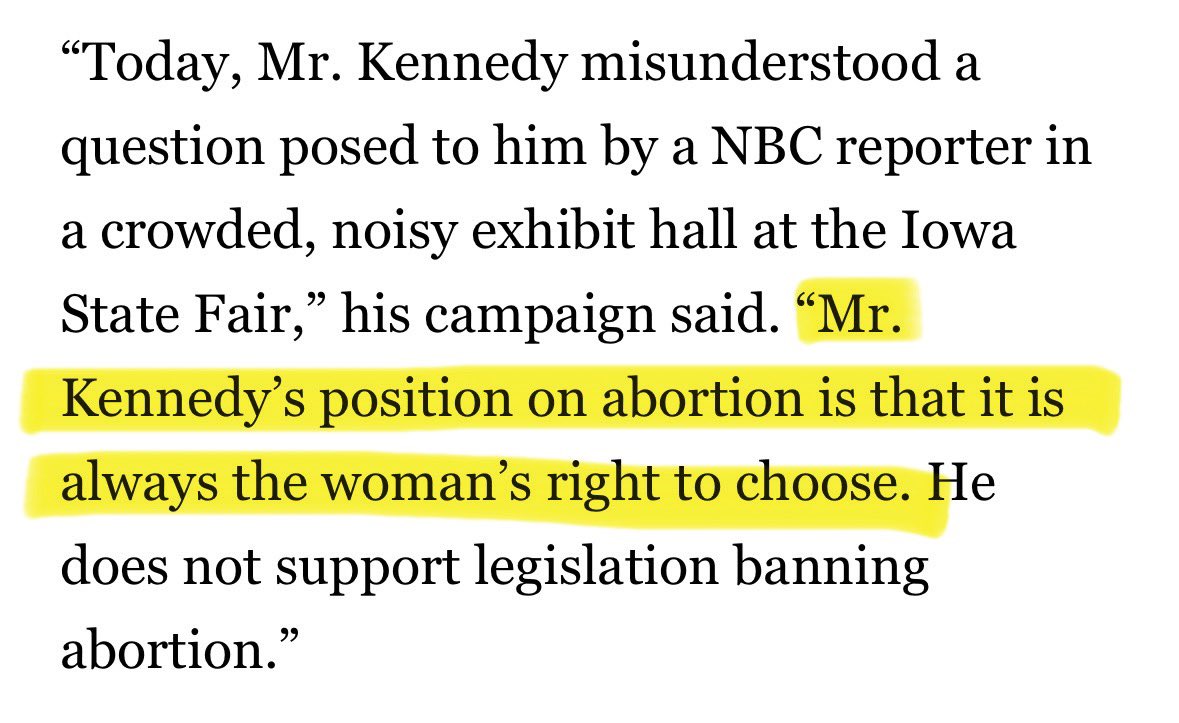 March For Life president praising RFK Jr. — a man who thinks it’s “always the woman’s right to choose”

The pro life lobby is filled with some of the most disingenuous people imaginable
