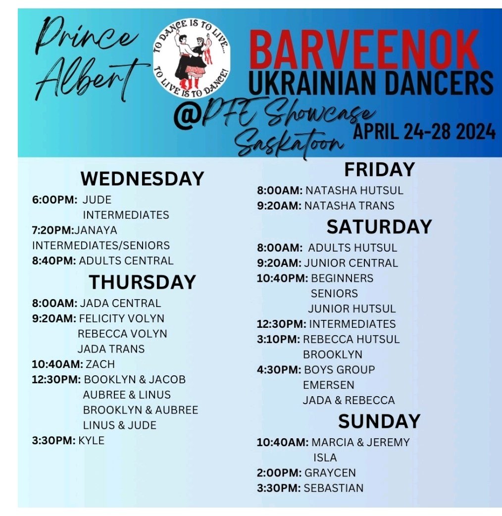 We are pleased to be at the PFE Showcase in Saskatoon at Prairieland Park Hall A tonight through Sunday. 
So, come out to watch some awesome dancers.