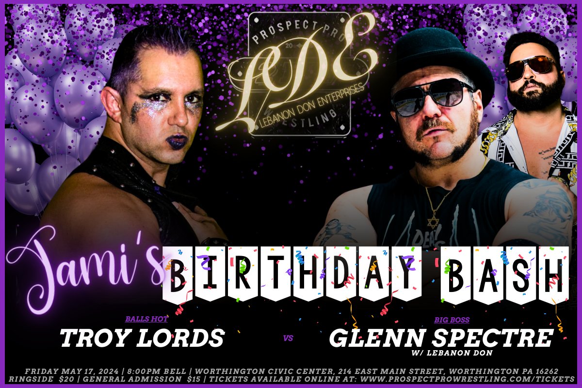 JUST ANNOUNCED!! 'Balls Hot' @TroyLords vs 'Big Boss' @GlennSpectre w/ @TheLebanonDon2 ! TICKETS >> prospectprowrestling.com/tickets