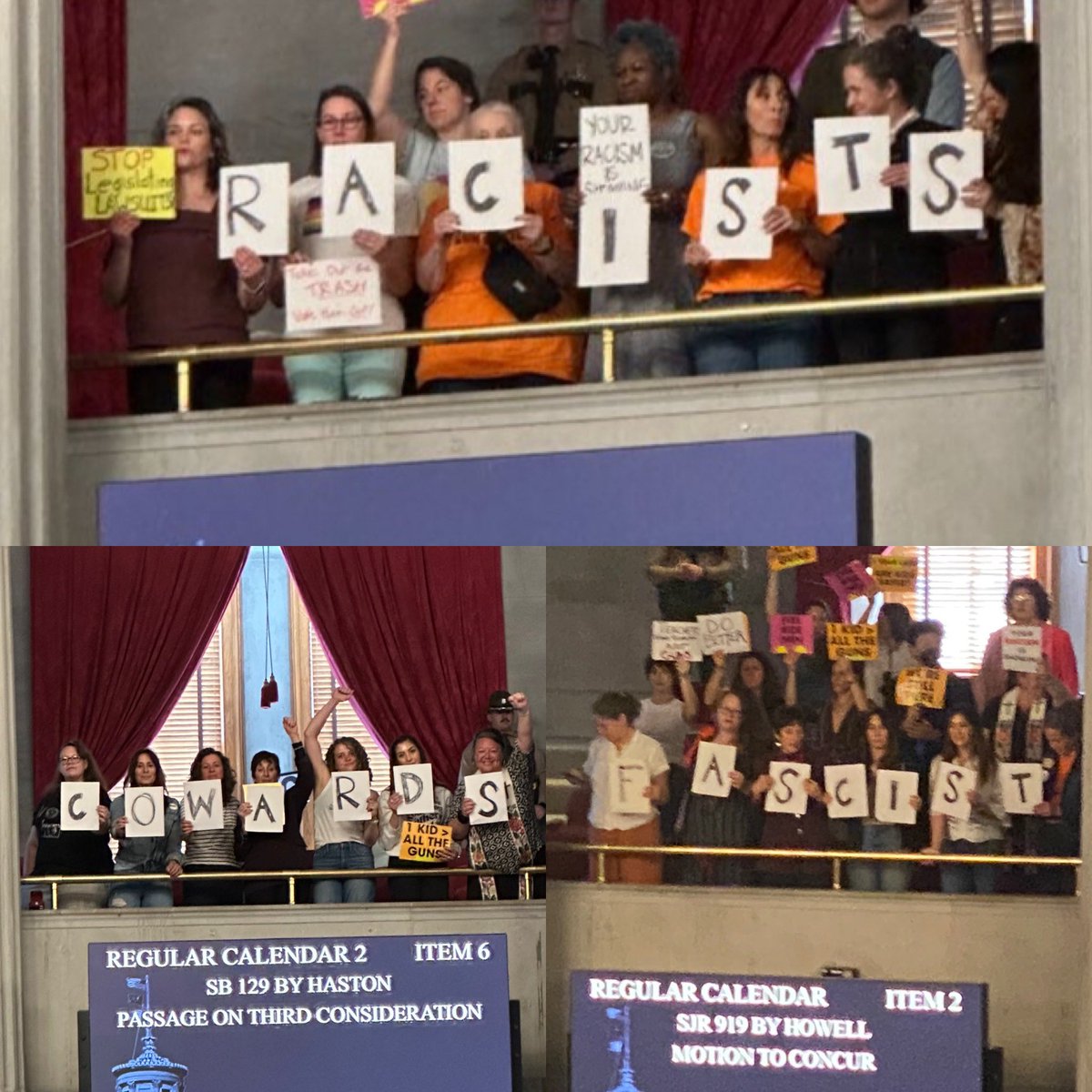 You can only have a piece of paper in the House balcony, so this group of women has been coordinating their efforts to send their message to the @tnhousegop day after day.