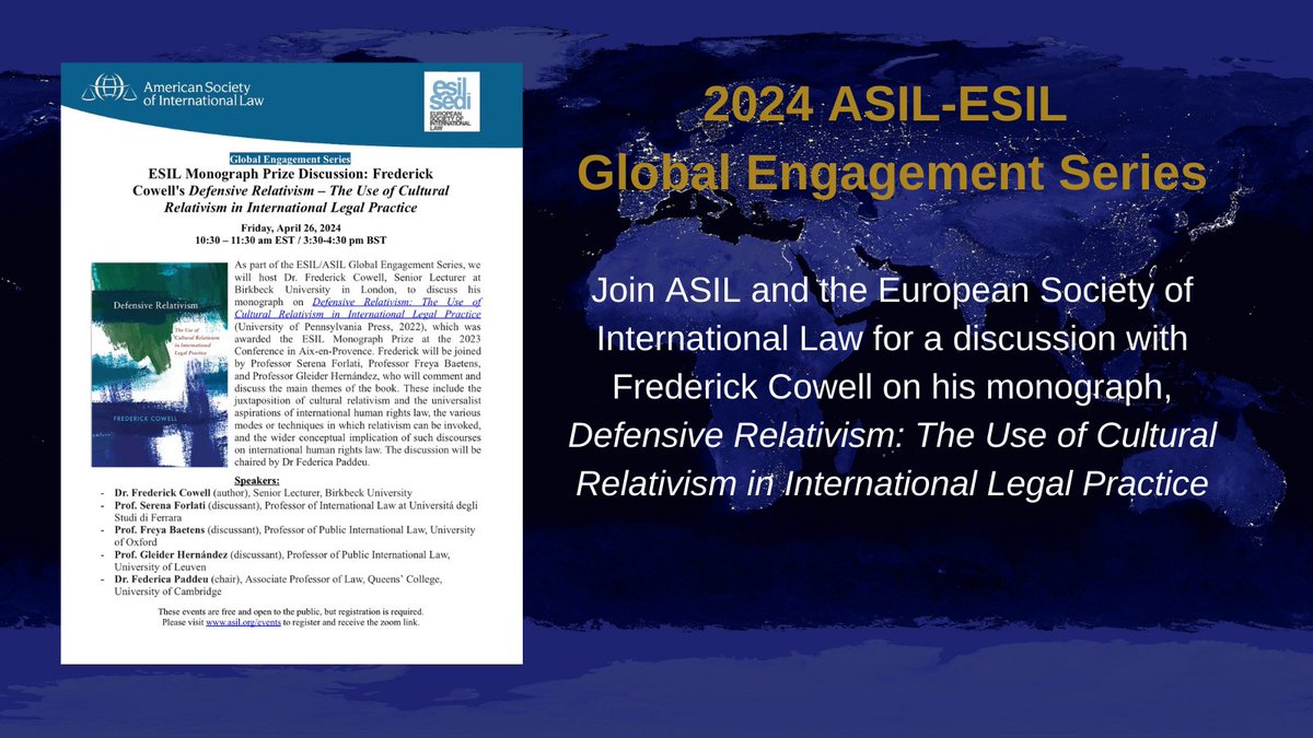 Join us and the European Society of International Law (@esil_sedi) on Friday for this fantastic, free event! Register at asil.org/events.