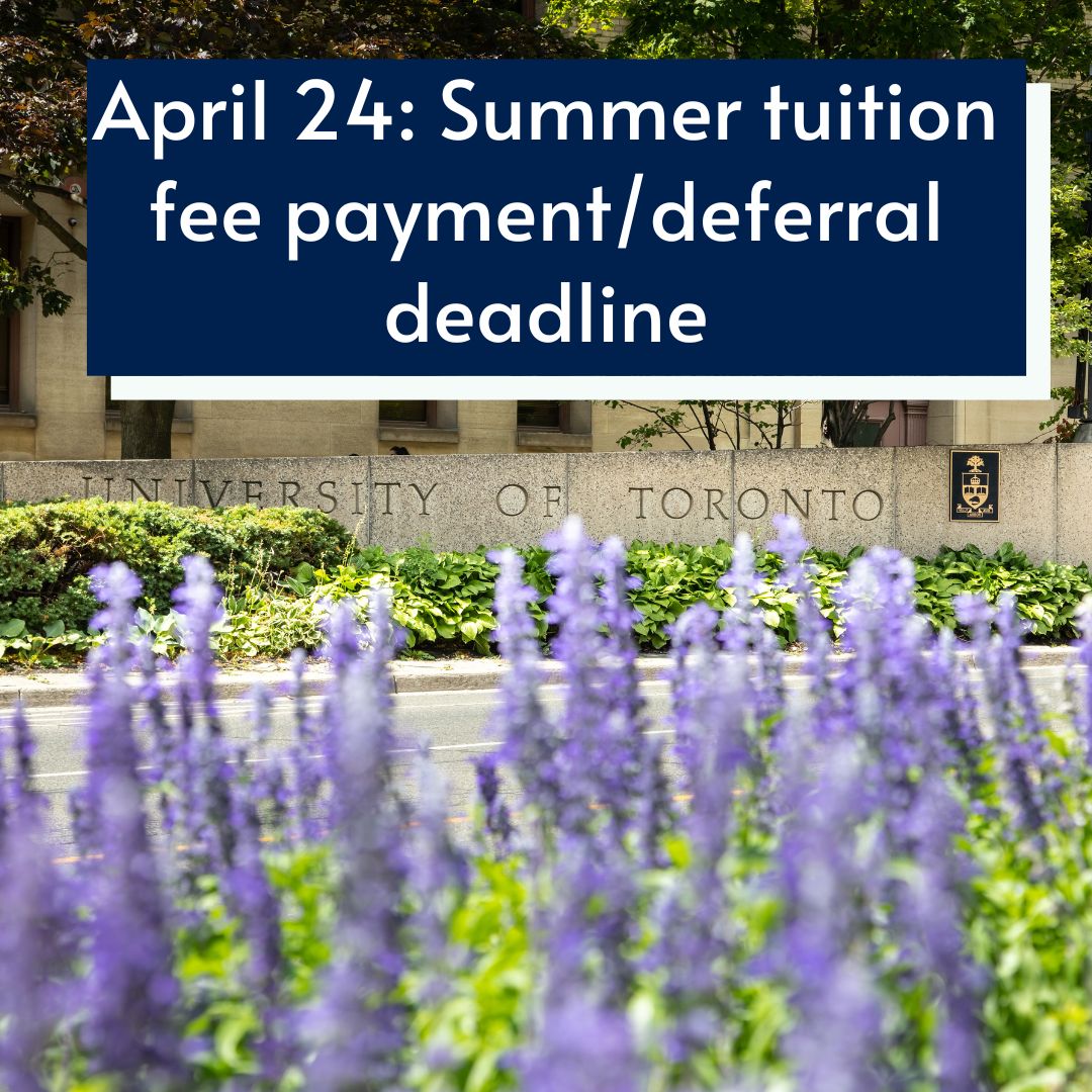 April 24 is the tuition fee payment/deferral deadline for the 2024 Summer session. Learn more: studentaccount.utoronto.ca/acorn-billing-… studentaccount.utoronto.ca/making-payment… studentaccount.utoronto.ca/making-payment… #Uof #woodsworth #UoftArtSci #UofTBacktoSchool #fees #studentaccounts #deferral #tuition #summer2024