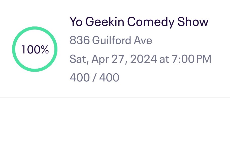 April 27th Baltimore, MD SOLD OUT 400/400