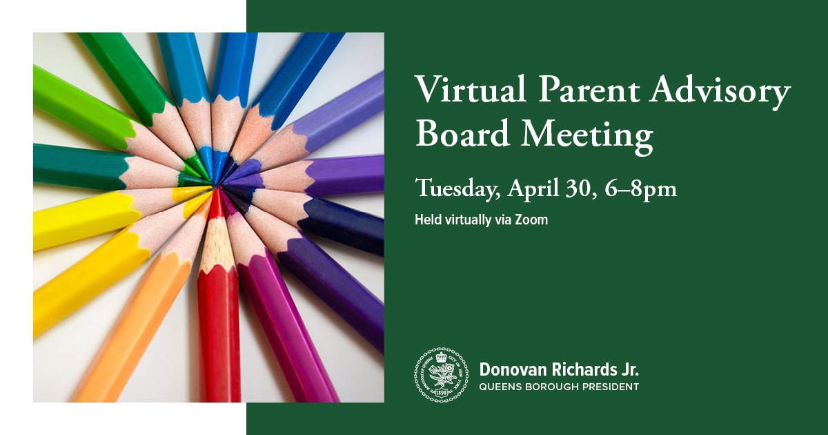 We're hosting a Virtual Parent Advisory Board Meeting on Tuesday, April 30. Our topic will be ending of COVID-era federal stimulus funding for schools, and we'll hear from the city's Independent Budget Office. RSVP at queensbp.org/rsvp