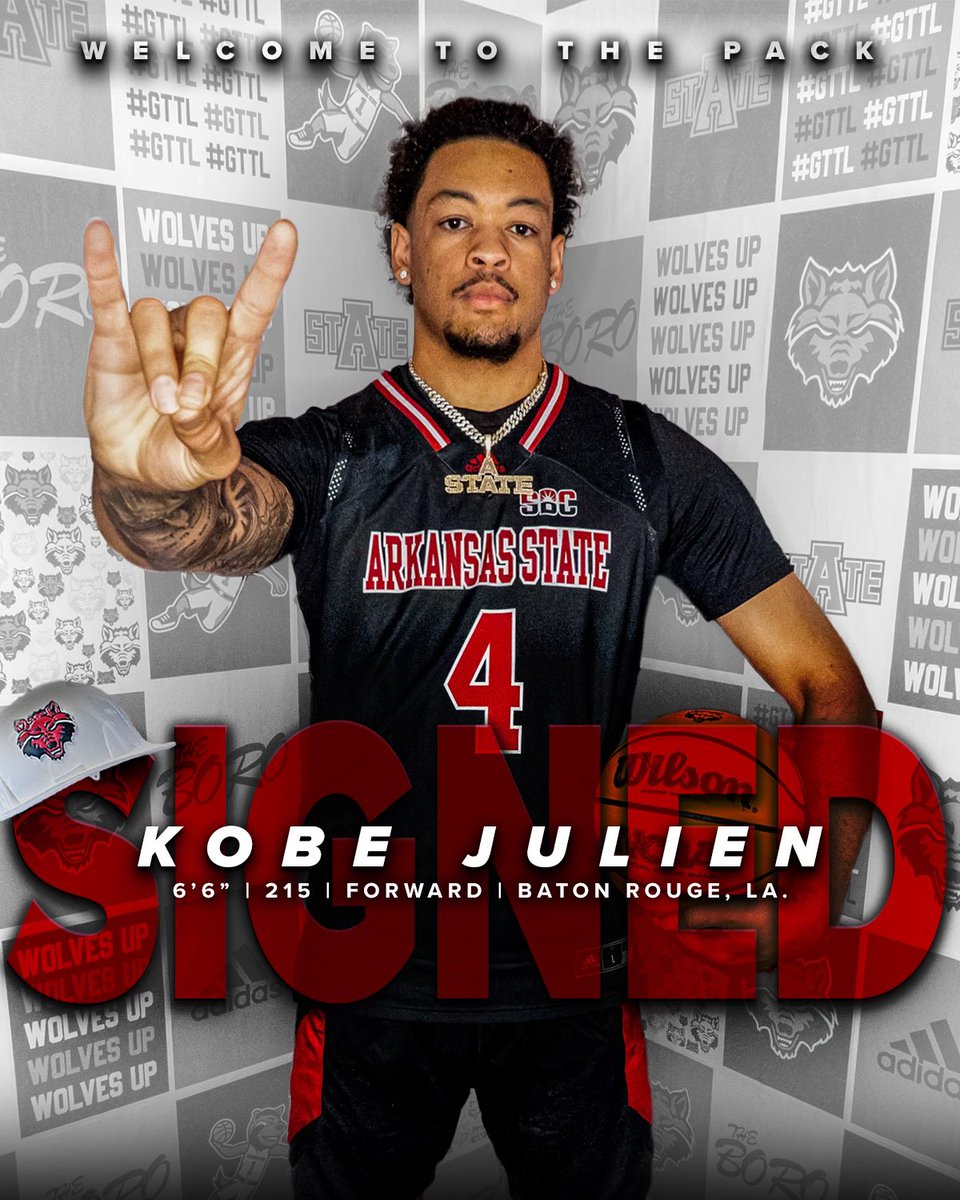 Arkansas State men's basketball makes the move official. Former Louisiana forward Kobe Julien joins the pack for 2024-25 season.

Julien led the Sun Belt in scoring (17 ppg). He's the 4th A-State signee from the transfer portal this offseason.

More: kait8.com/2024/04/22/sun…