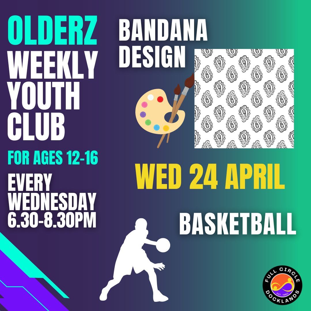 Tonight our Olderz will be doing some bandana design as well as playing basketball in the hall.

If you like the sound of this craft activity, it will also be part of our Creative Corner on this Saturday!

#BristolYouth #BristolCommunity #YouthWork