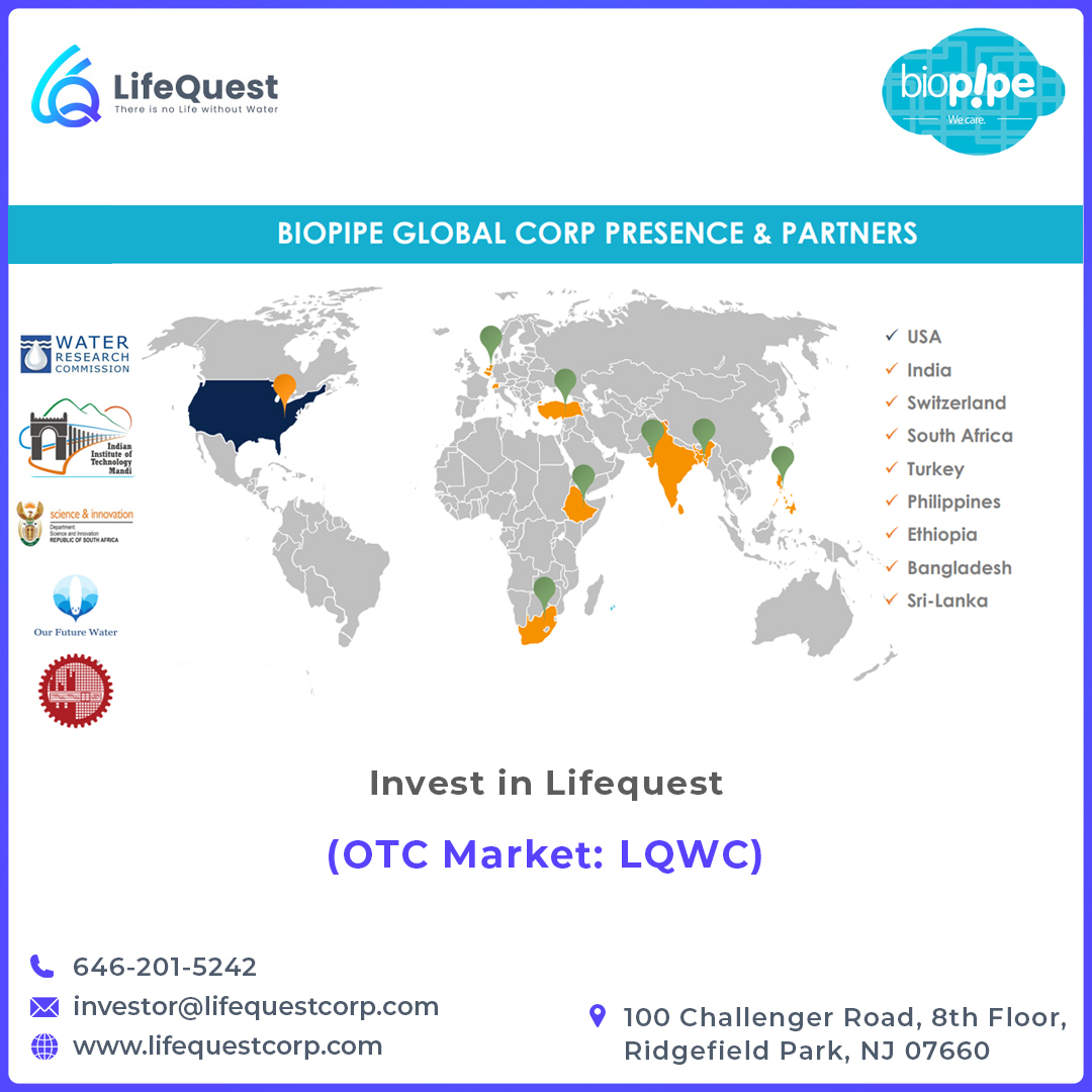 lifequestcorp's tweet photo. Biopipe: Transforming Wastewater Treatment Globally, One Community at a Time! Explore Our Global Reach and Partnerships.
Invest in LifeQuest (OTC Markets: LQWC)
Visit https://t.co/jFNivePSQU
#biopipe #wastewatertreatment #waterstocks #investment #otcstocks #lqwc #wastewaterstocks https://t.co/Uc55cLkoRm