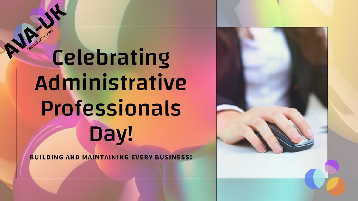 🎉 Happy Administrative Professionals' Day! 🎉 Admins are the mortar that make corporations and the bricks that build small businesses. Today, we celebrate you! 🎈 Need admin help? Visit ava-uk.com/services or email help@ava-uk.com. #HappyAdministrativeProfessionalsDay