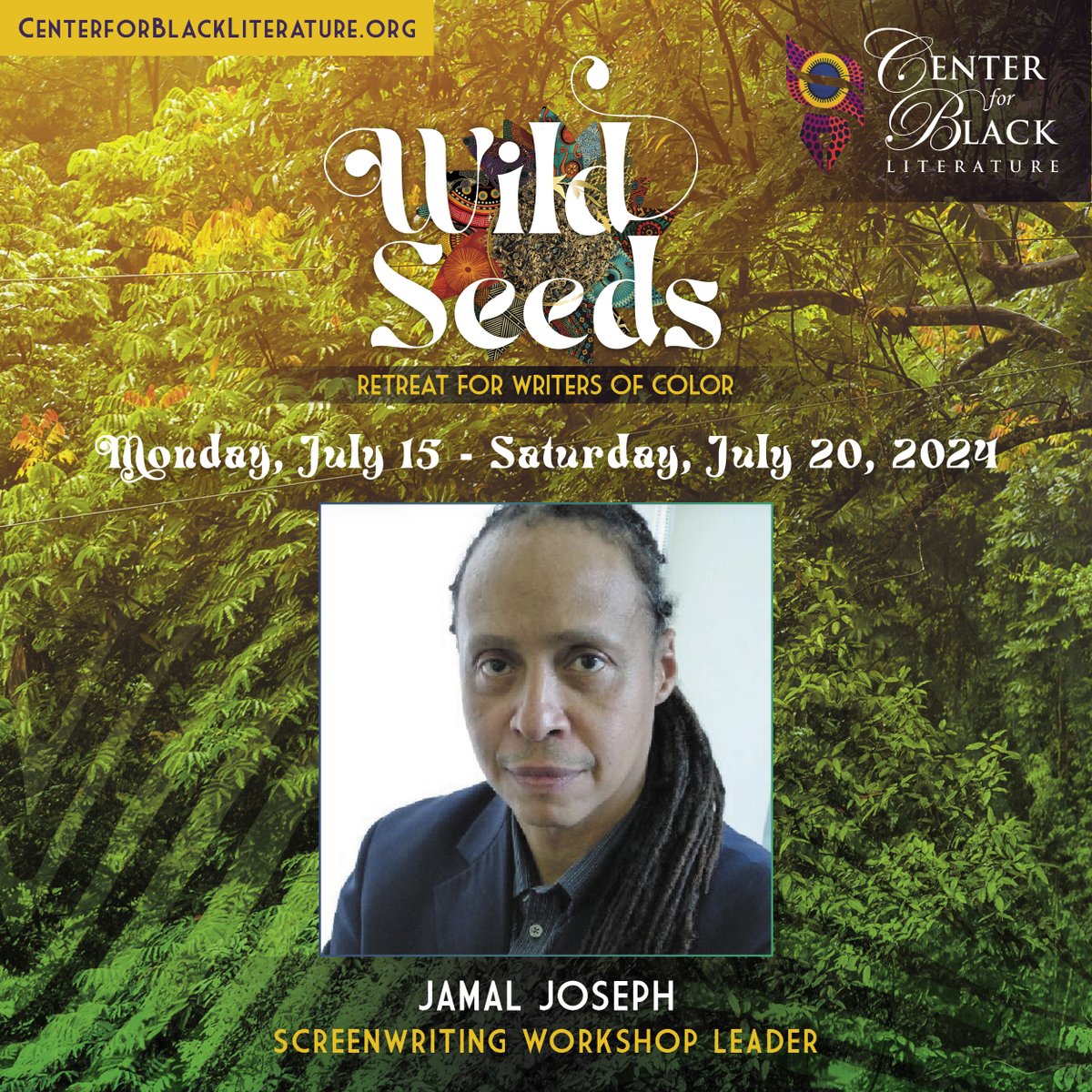 We are excited to welcome #JamalJoseph as the #Screenwriting Workshop Leader for the Summer 2024 #WildSeedsRetreatForWritersOfColor. The submission deadline is Friday, May 17, 2024. #CenterforBlackLiterature #BlackWritersMatter