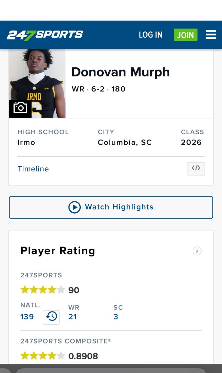 Blessed to be a 4 star Thank You To The Man Above🙏🏾🙏🏾 #BLESSED @1luv5 @Qik_6 @HaleMcGranahan @AnnaH247 @BrianDohn247 @WRU_CoachMilez @Demyond1 @QB_Coach_Peet @CoachHock4 @LouatTheState @SWiltfong_ @BrianDohn247 @Irmo_Football