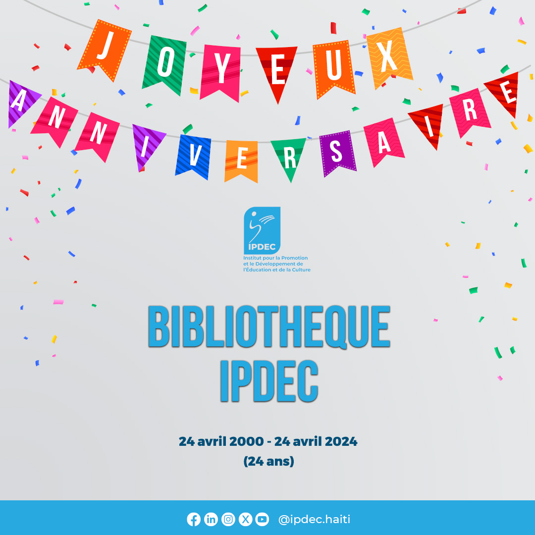 ipdechaiti's tweet photo. Joyeux anniversaire à notre bibliothèque !!!

#anniversary #bibliotheque https://t.co/9mNuh08n7j