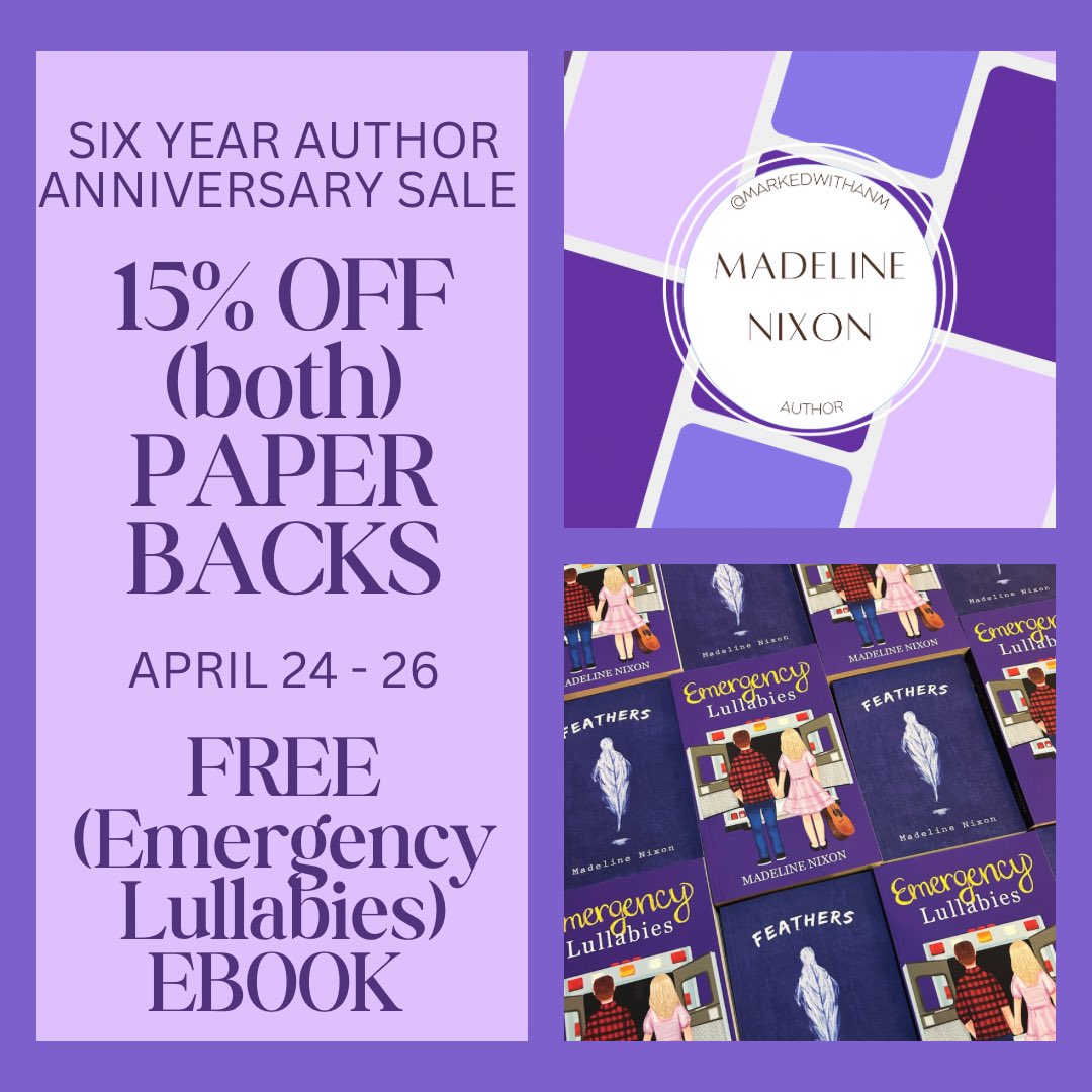 Hey #BookTwitter I have a deal for you🎉 I’m celebrating six years as an author and made my paperbacks 15% off and the ebook of my debut romance Emergency Lullabies 100% free. If you’ve been waiting to grab your copy, this is the time to check it out now!

#BookDeals #BookDay