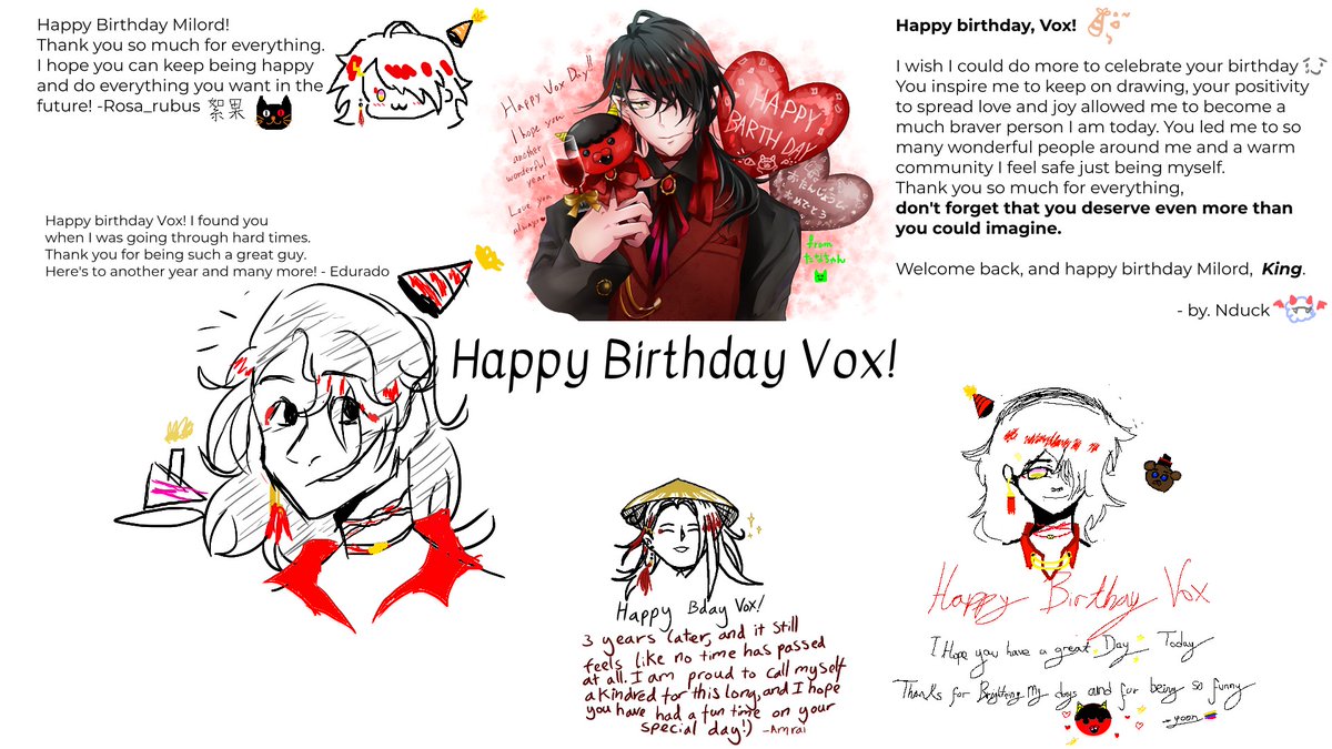 kiwiww76's tweet photo. Happy Birthday Milord! Kindred have a lot of sweet messages and cute drawings for you, we hope that you can feel how much you're loved today and every day~ ❤️ #AkumaClanniversary2024 https://t.co/RVcKsZvreL