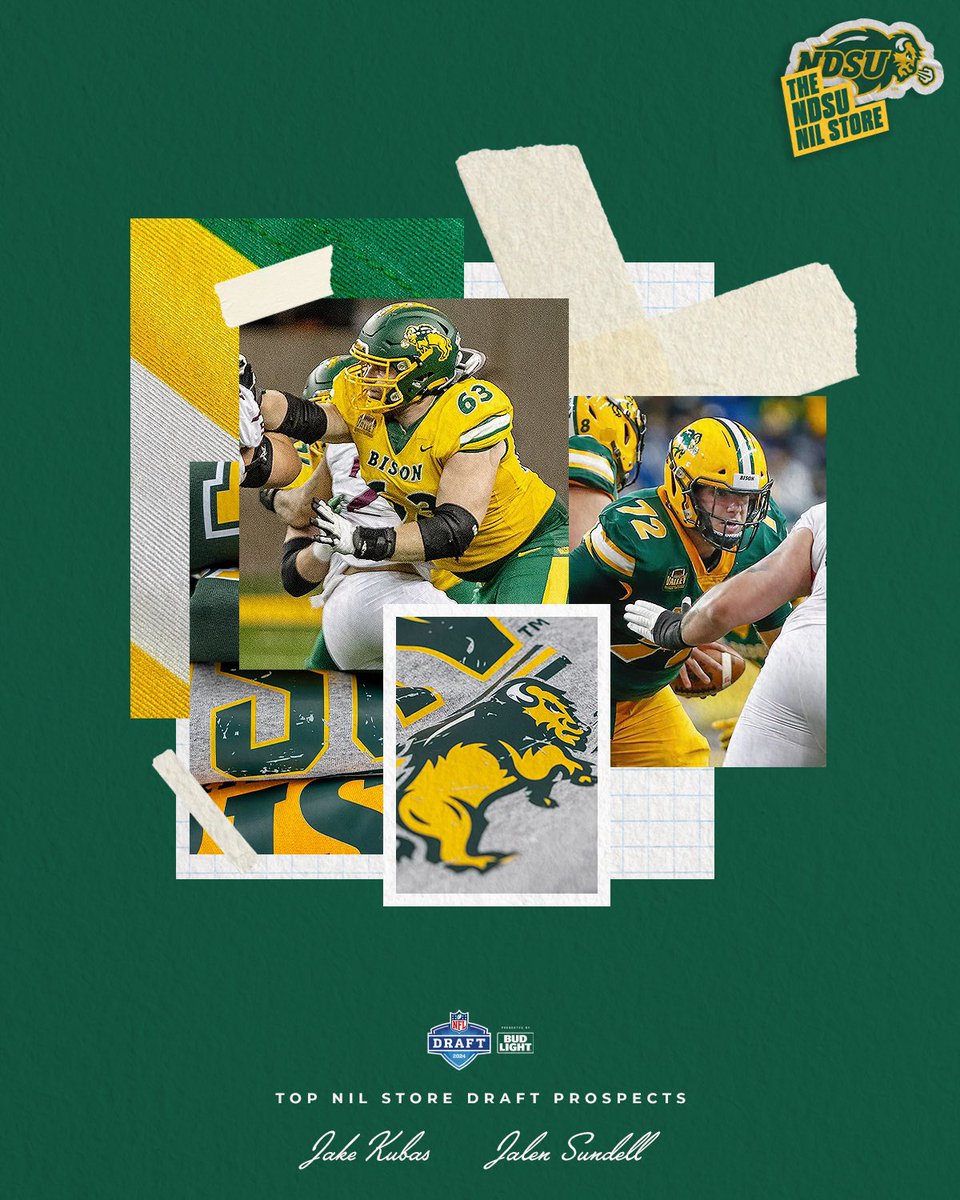 NDSUNILStore's tweet photo. Best of luck to each of our NIL Store NFL Draft prospects! 🏈

Once a bison, always a bison

#NIL #NFLDraft24 https://t.co/PeBKaxwfdy