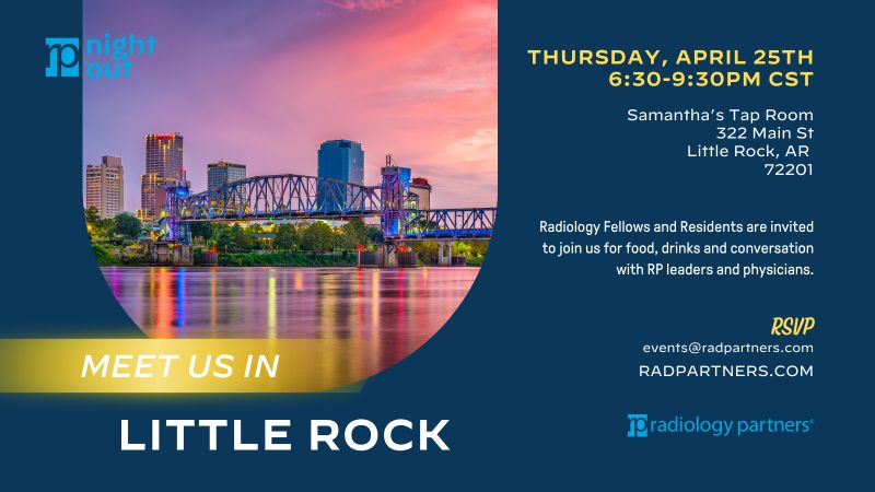 JulieSabor's tweet photo. Join us for a fantastic evening at RP Night Out in Little Rock tomorrow! Residents, fellows, and practicing radiologists, there's still time to register and be part of the event. See you there!

#radiology #RadRes #IRad https://t.co/O82G4AYtHV