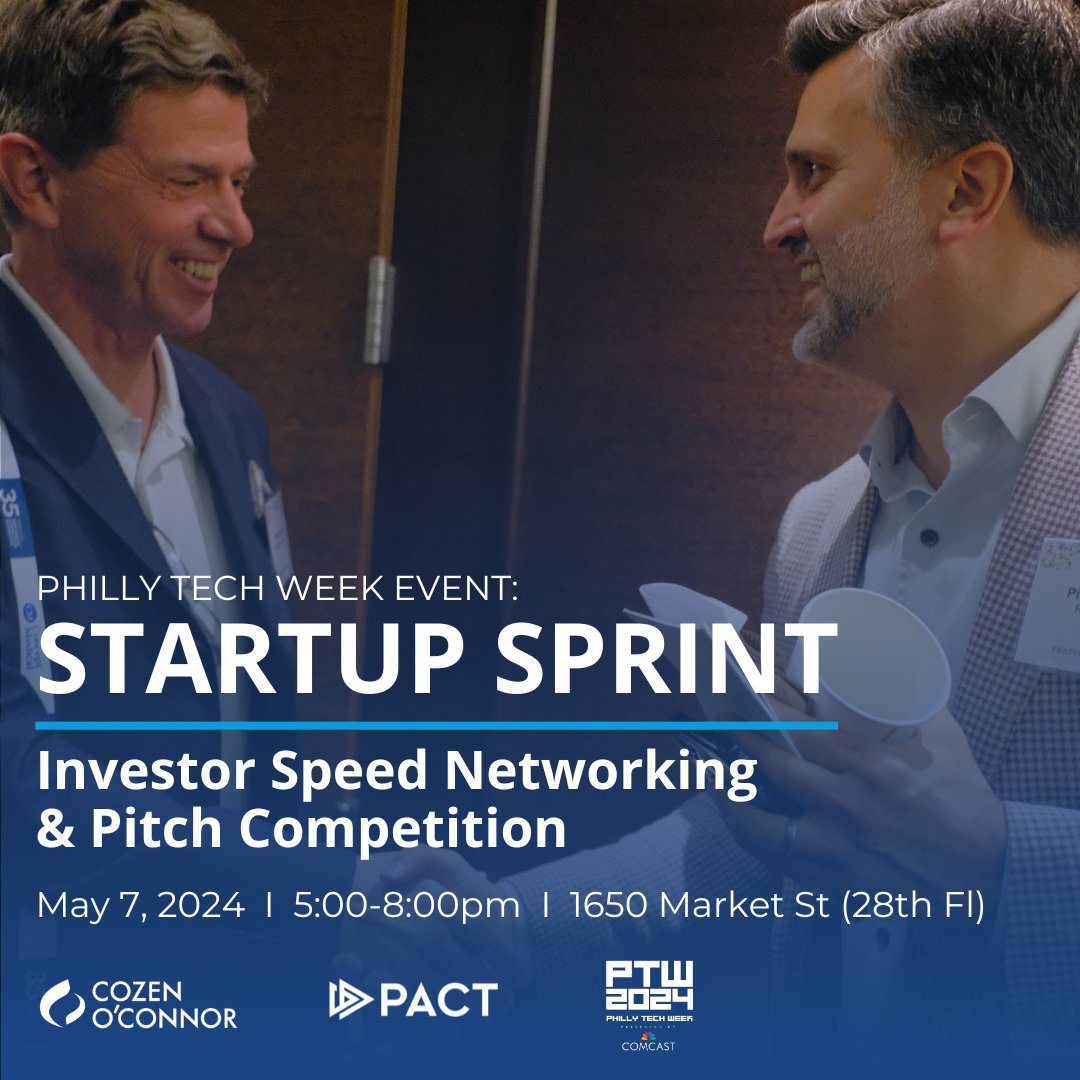 Join us for Investor Speed Networking & Pitches on 5/7 during #PTW24! Connect with visionaries, investors, & innovators. Your gateway to strategic partnerships and groundbreaking ventures. Register now 👉 bit.ly/3xGT0S0 #Investor #Entrepreneur #Startups #phillytech #phl