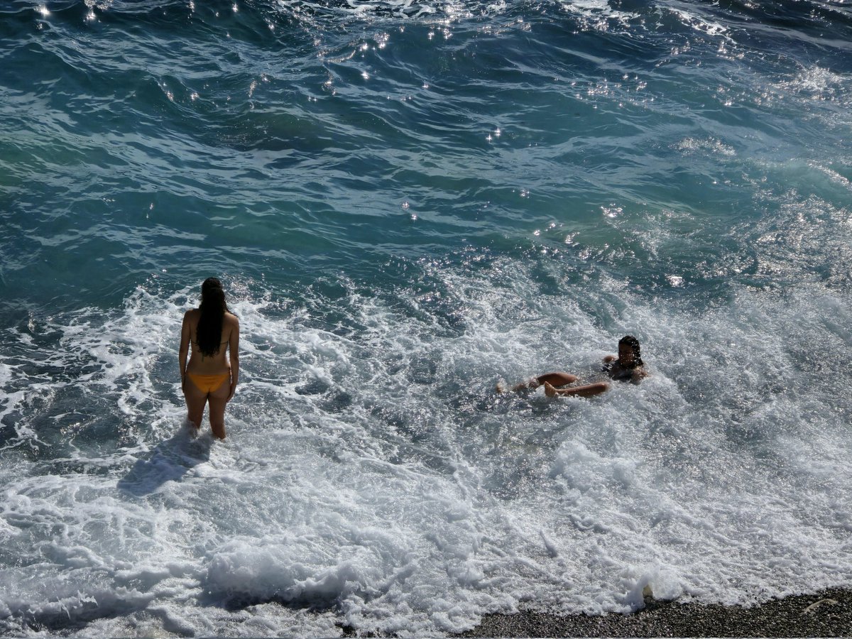 Certaines se baignaient cette après-midi plage de la Réserve à Nice ! L'eau ne devait pas être bien chaude ! #Nice06 #CotedAzurFrance #ExploreNiceCotedAzur @VilledeNice @ExploreNCA