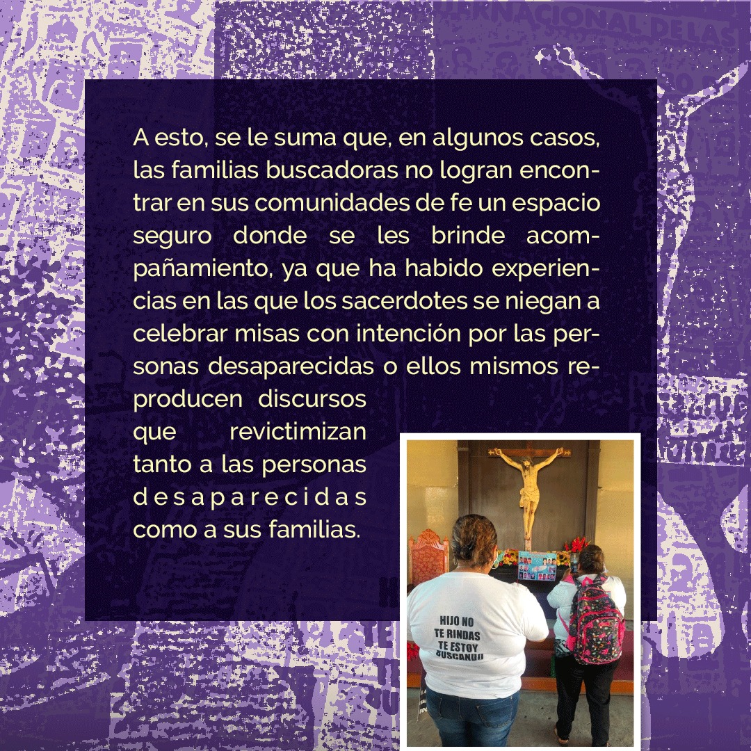 👂🏽 Te invitamos a escuchar la plática que tuvimos sobre la importancia de construir comunidades de fe desde las que se pueda acompañar espiritualmente a quienes buscan a sus seres queridxs desaparecidxs. 

🔸 Búscanos en Spotify como " Sonidos e historias de las búsquedas" 🕊️