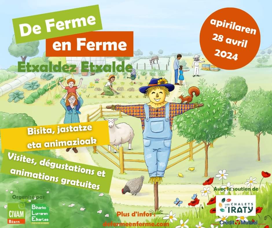 francis_larrea's tweet photo. Plus d'infos sûr https://t.co/CbVkXExFON . Visitez nos fermes qui ouvrent leurs portes le 28 avril ! Pour une agriculture #paysanne et #bio ! @BLE_CIVAMBio @CommunautePB  @departement64 @F3euskalherri @LaRepDpyrenees @SO_Paysbasque @euskalirratiak @MediabaskInfo @OT_PaysBasque https://t.co/24IvTuGQIj