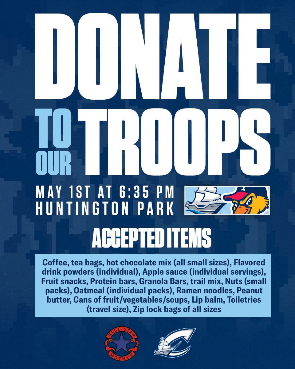 During Next Wed's game, The Clippers are helping Blue Star Mothers of America collect donation items to send to deployed troops. Donation items will be collected outside the center field gate. Blue Star Mothers is a non-profit dedicated to supporting military personnel & veterans