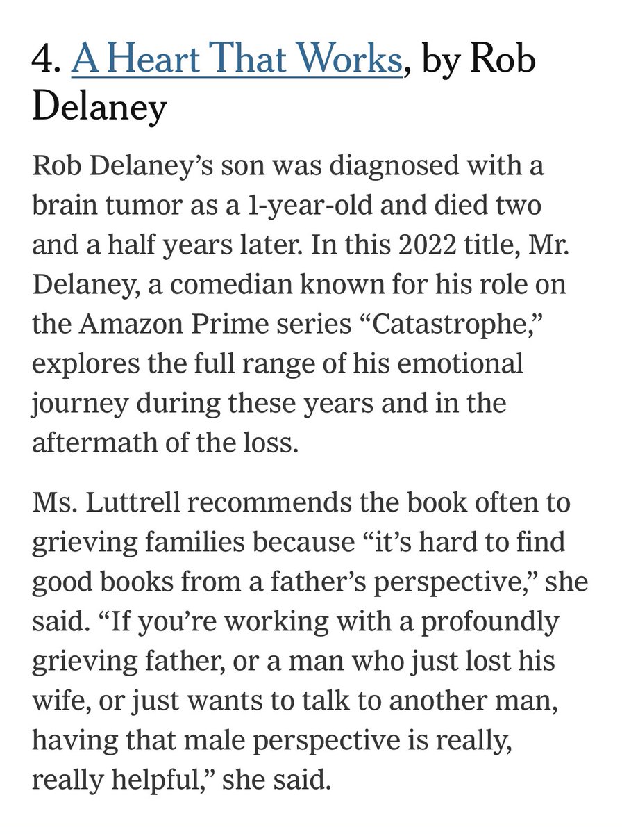 A psychologist recommends A Heart That Works in today’s NYT as a good book for grievers. I’d bet more women have read it than men (it’s not about a championship basketball season or a civil war battle) but she says it’s good for men too. linktr.ee/hearttworks