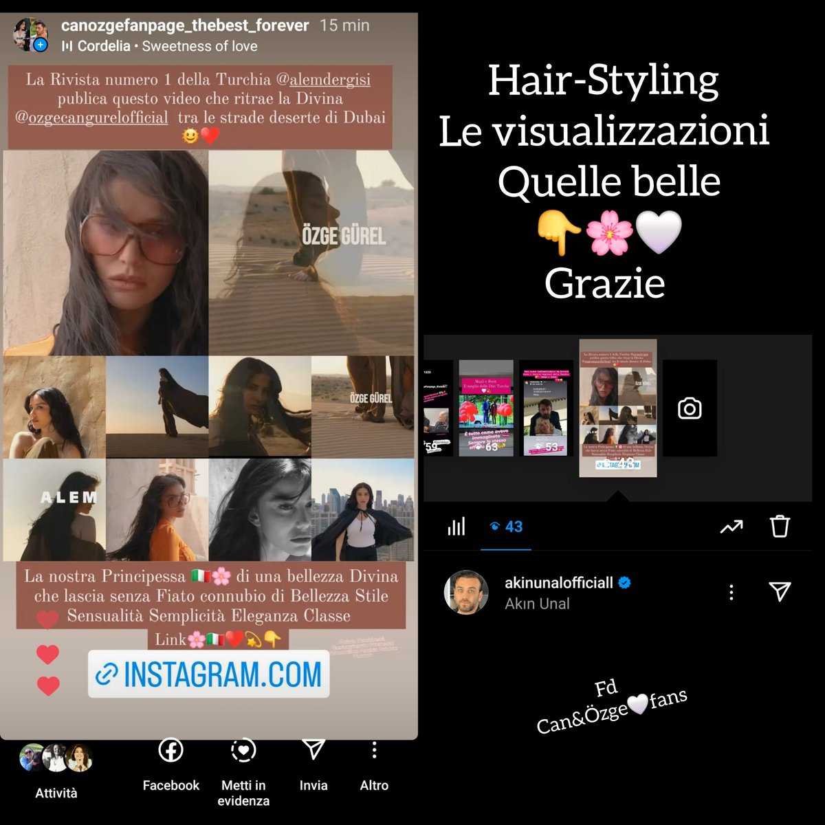 Grazie mille amo le visualizzazioni che parlano di te mia Principessa 🤍🌸🇮🇹💫 @ozgecangurel Anche da chi ha avuto l onore di curare il tuo Hair-Styling 🤍 @AlemDergisi 🌸💫🤍🇮🇹 #ÖzgeGürel