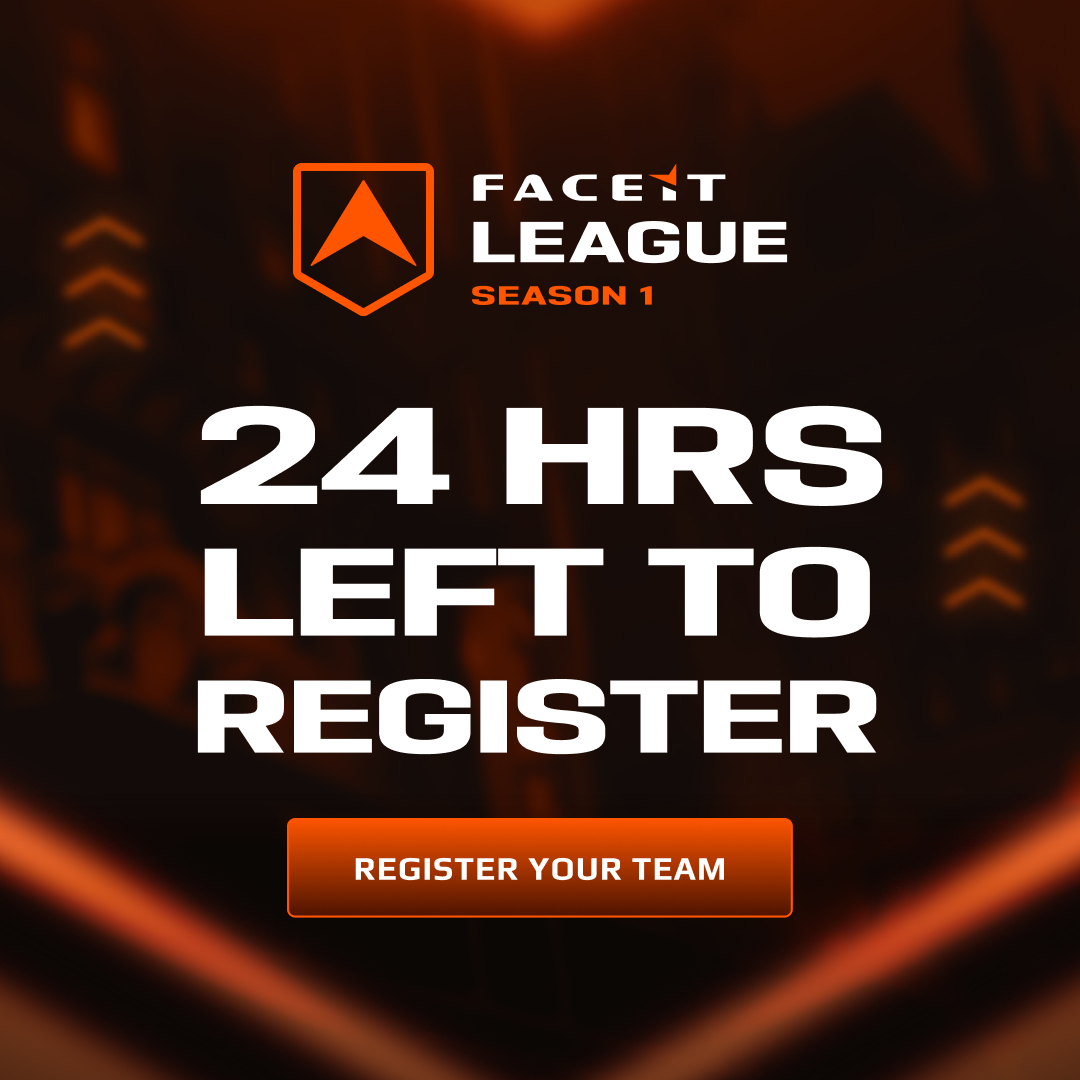The FINAL Countdown is here — 24 Hours Remain ⏳ 👥 Gather your squad 📋 Register your team ✅ Subscribe to the FACEIT League Prepare for weekly officials in #Overwatch2 🧡