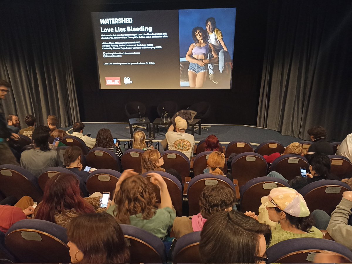 Yay! Great to see a sold out screening of Love Lies Bleeding <a href="/wshed/">Watershed</a> with q&amp;a <a href="/ThoughtInAction/">Thought In Action</a> <a href="/ConvoCinema/">Convos About Cinema</a>