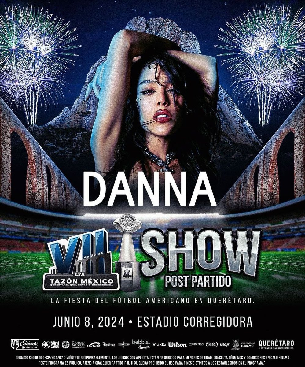 DANNA_Today's tweet photo. La princesa del pop latino @dannajustdanna será la artista invitada para el Tazón México de @LFACalientemx este 8 de Junio en Querétaro 🏈⭐️ @calientesports https://t.co/ZI7ru2pd0v
