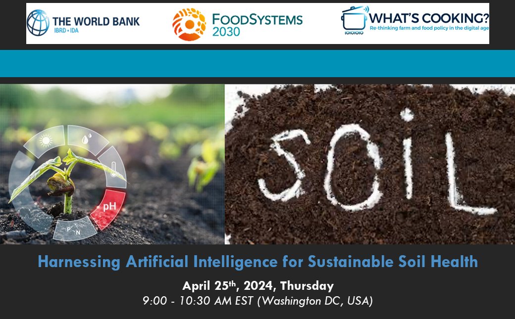 ⏰ Last chance! Curious about how to harness #artificialintelligence for #soilhealth? 🌍📢 Join us at this event TOMORROW 25th April! Registration below👇 docs.google.com/forms/d/e/1FAI…