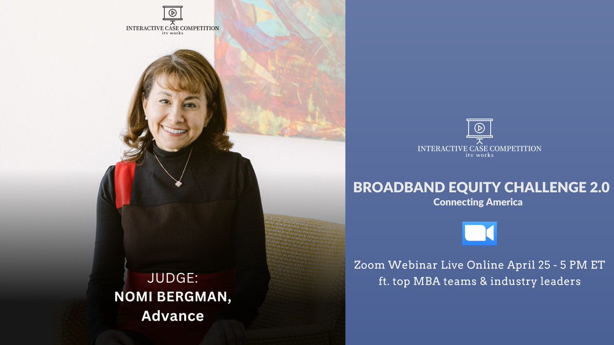 BROADBAND EQUITY CHALLENGE 2.0 | Live

Top MBA student teams from @LubinBSchool, @LeBow & @danielsatDU will present solutions to close the #DigitalDivide and promote broadband in the United States of America 🇺🇸 Hosted by @craigwleddy 🎤