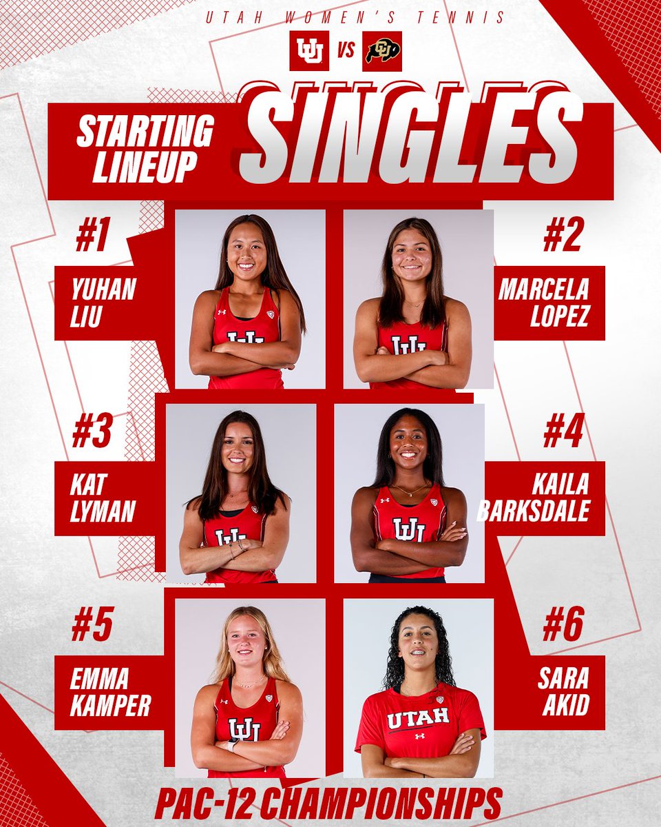 Here's our singles lineup vs. Colorado in the Pac-12 Tournament. #GoUtes