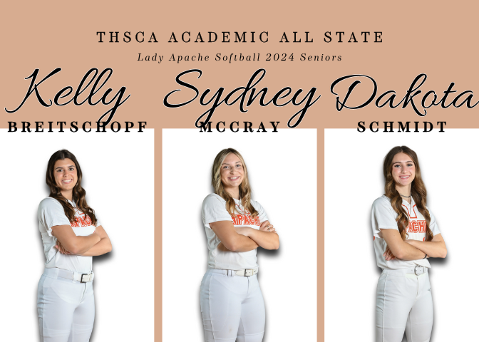 Apache_Softball's tweet photo. Help us in congratulating 3 of our seniors for making the THSCA Academic All State Team!  These girls get it done on the field and in the classroom 🧡🤓🥎
@apachesGHS @apaches_GHS https://t.co/zwpowrf5Lt
