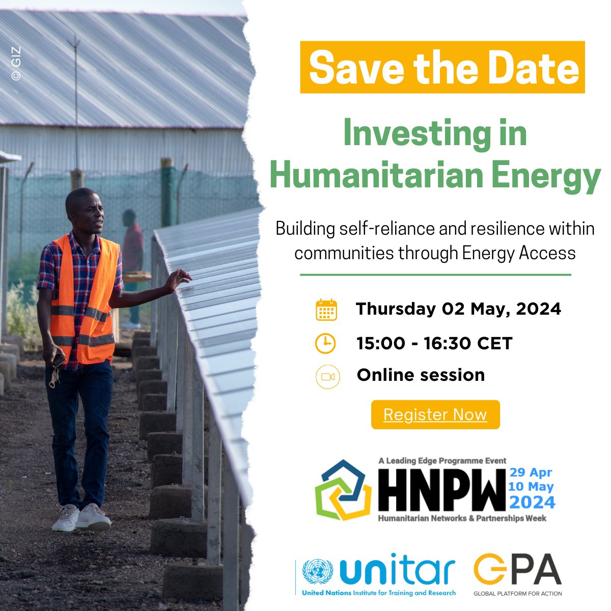 📢➡️Join us to delve into the current status of #EnergyAccess in displacement contexts, share best practices, successful project stories, and discuss innovative financing mechanisms and sustainable energy delivery models.

🔗Register: lnkd.in/ekQPAuFi

#HumanitarianEnergy