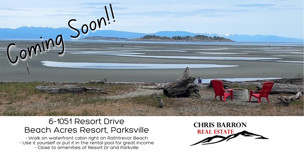 Coming Soon! 6-1051 Resort Dr at #BeachAcresResort in #Parksville. 2 bed/1 bath walk on waterfront cabin on #RathtrevorBeach! Great for personal use or for income. 

#NewListing #ComingSoon #Nanaimo #QualicumBeach #myPQB #RoyalLePage #ChrisBarronRealEstate