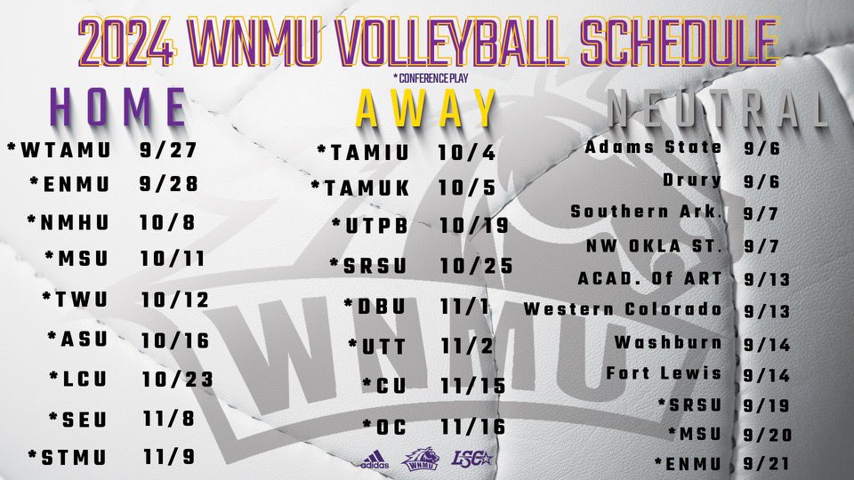 Our Official 2024 Mustang Volleyball schedule‼️
 
#RareBreed #WNMU