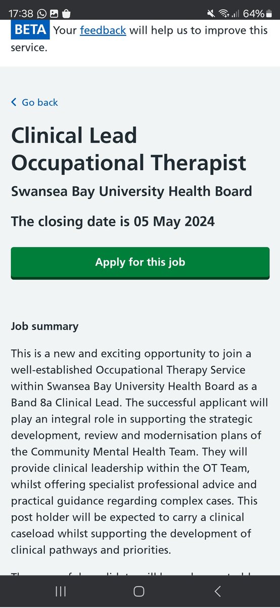 ⭐️8a Clinical Lead Occupational Therapist Vacancy⭐️ Fancy a new and exciting challenge??..... take a look and please share 👀 @SBUHBOT @rosswhelan92 @theRCOT jobs.nhs.uk/candidate/joba…