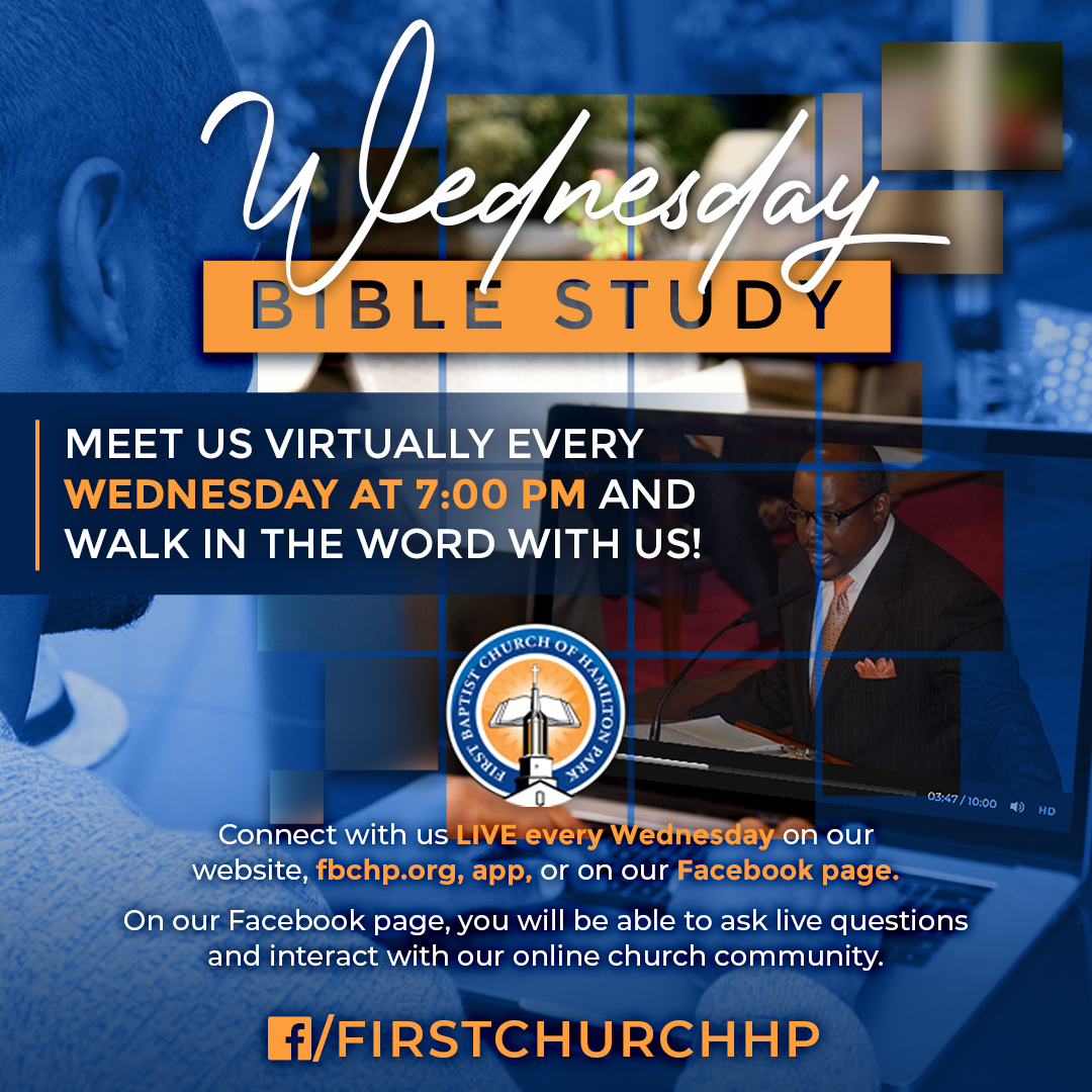 FirstChurchHP's tweet photo. Ready for a mid-week spiritual boost? Join us for our Wednesday night Bible Study at 7:00 p.m. and dwell in the Word of God with us! You can join virtually through our website, mobile app, or Facebook page. https://t.co/sXsWqw56aY