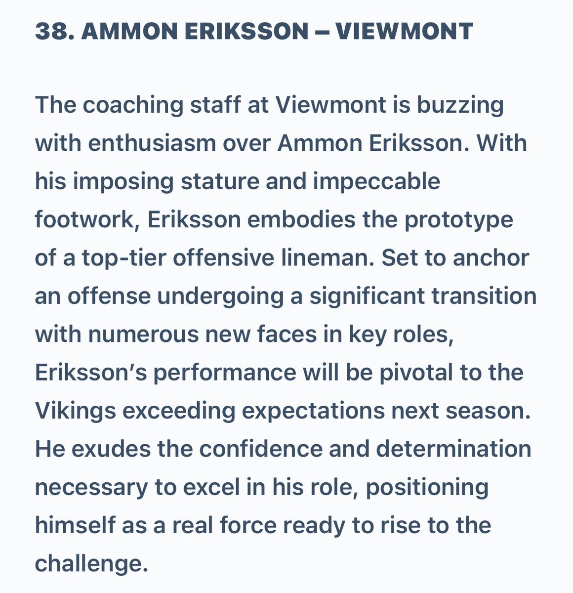 Ammon Eriksson (@ammon_eriksson) on Twitter photo Thanks for the write up <a href="/SlingintheP/">Slingin’ the Pill Media™️</a> and <a href="/jamesta50/">JamesTate</a> <a href="/jeff_tuckett/">Jeff Tuckett</a>. Can’t wait for this upcoming season. <a href="/JonesDru/">Coach Dru Jones</a> <a href="/Viewmont_FBL/">Viewmont_Football</a> <a href="/Coach_Edmunds/">LoganEdmunds</a> Thanks for the write up <a href="/SlingintheP/">Slingin’ the Pill Media™️</a> and <a href="/jamesta50/">JamesTate</a> <a href="/jeff_tuckett/">Jeff Tuckett</a>. Can’t wait for this upcoming season. <a href="/JonesDru/">Coach Dru Jones</a> <a href="/Viewmont_FBL/">Viewmont_Football</a> <a href="/Coach_Edmunds/">LoganEdmunds</a>