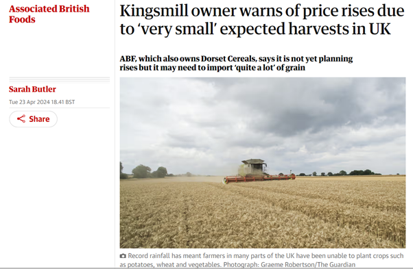 Bread, pasta, rice, potatoes, cooking oil, fruit, vegetables, chocolate, coffee, olive oil, soybeans... There have been shortages and/or price rises in all of these in the last few years, thanks to extreme weather driven by climate change This won't just get better