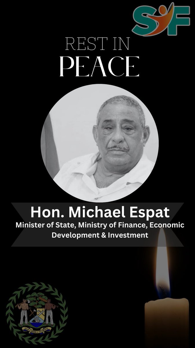 SIFBelize's tweet photo. The Board of Directors and Staff at the Belize Social Investment Fund joins the nation in mourning the loss of Honorable Michael Espat, Minister of State in the Ministry of Finance, Economic Development &amp; Investment. May his soul rest in peace. https://t.co/HJAxgk3Rpy