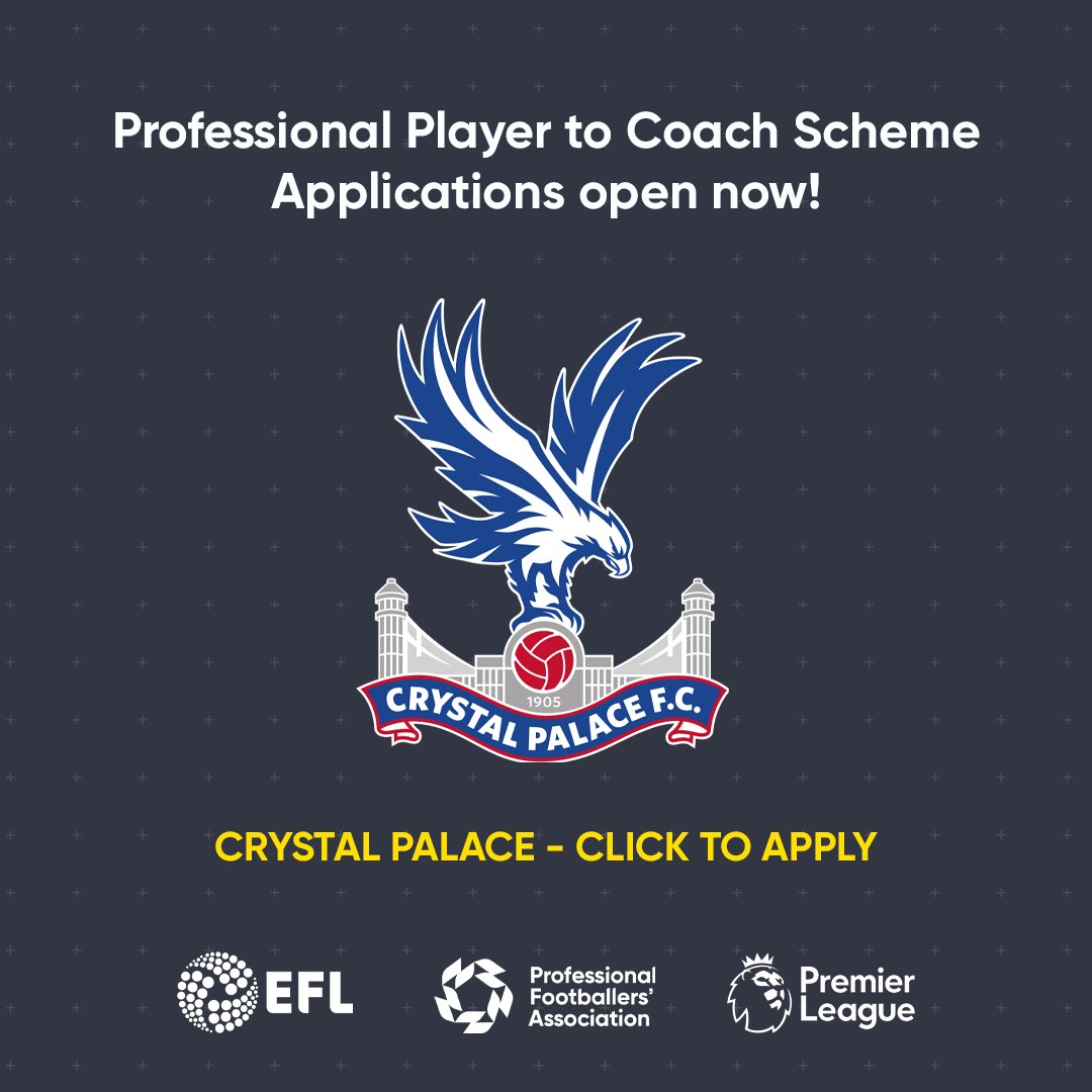 PFA's tweet photo. Four vacancies are now live for the Professional Player to Coach Scheme. 

The programme from the PFA, @premierleague and @EFL is designed to increase the number of Black, Asian and Minority Ethnic players who transition into full-time coaching roles. ⤵️