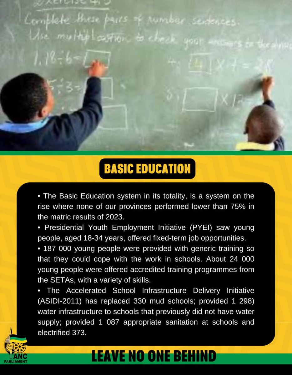Investing in Education

The ANC government continues to deliver on the commitment to improving access to quality education. #ANCAtWork #LeaveNoOneBehind

#VoteANC
#VoteANC2024 
#LetsDoMoreTogether