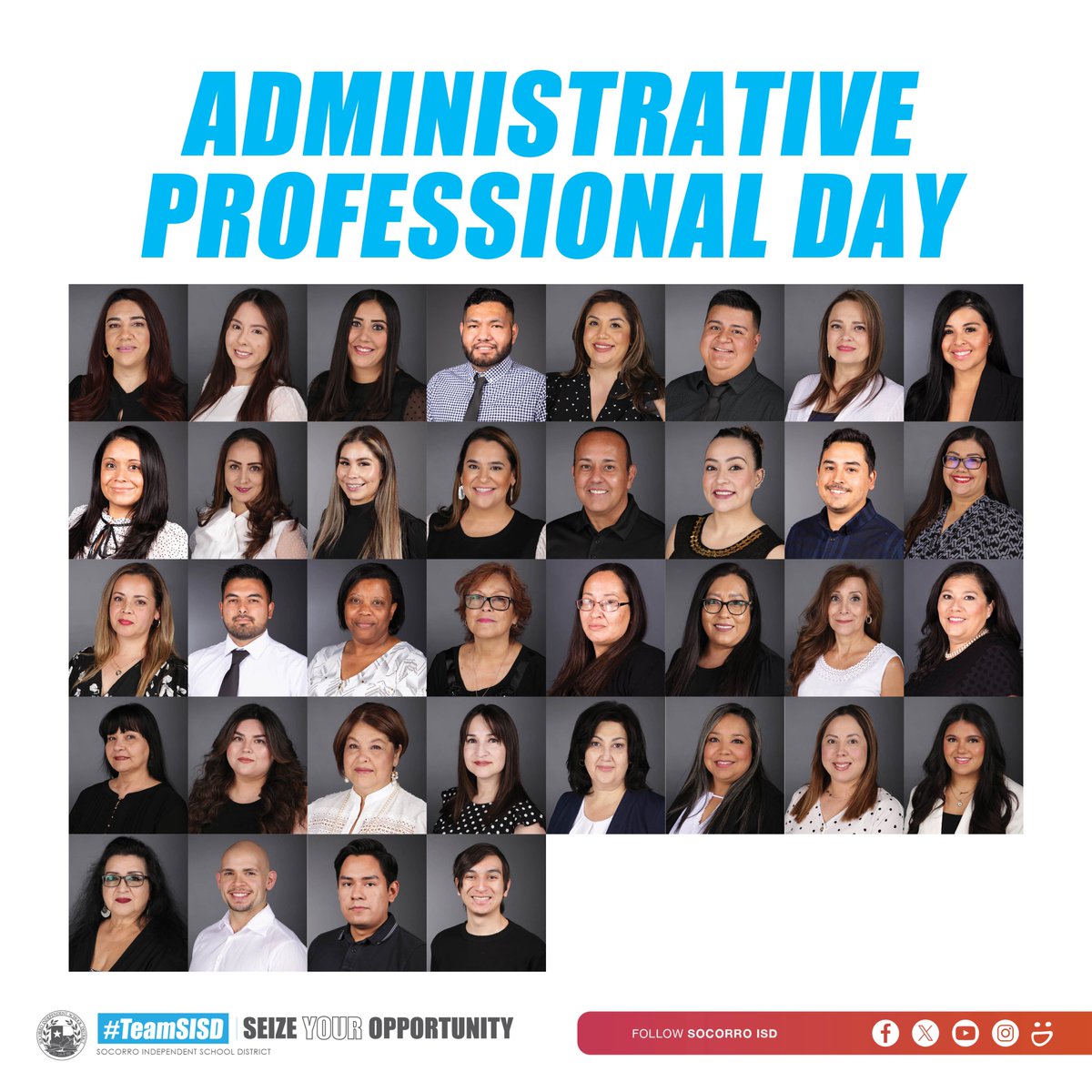 #TeamSISD Today, we celebrate the Human Resources team on Administrative Professionals Day! Their dedication, expertise, and support to on-board our amazing teachers and staff is what keeps our district going strong. 🥳🧑‍🏫🍎👏 #HRHeroes #AdminProfessionalsDay #SeizeYourOpportunity