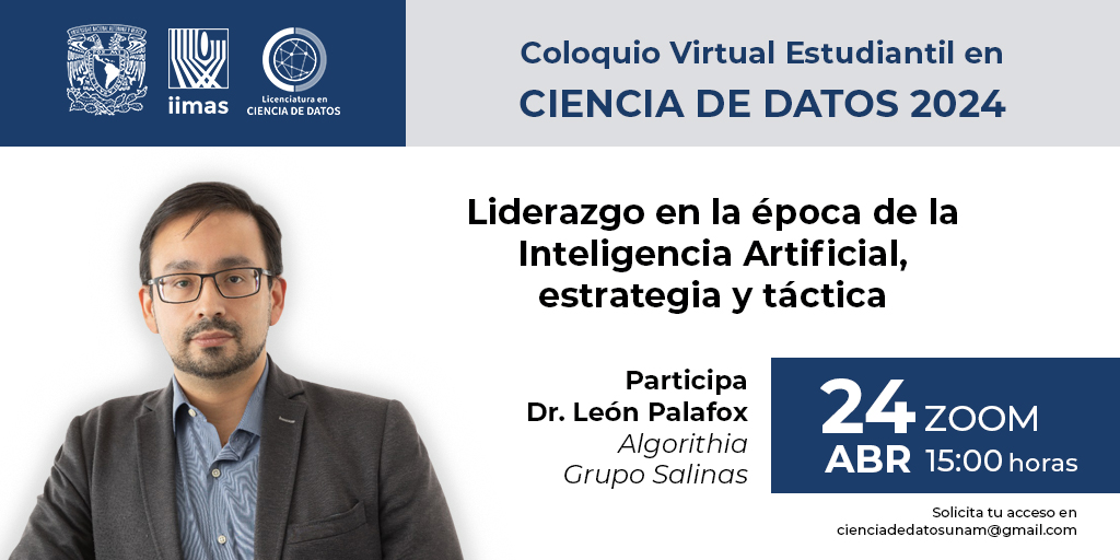 Te invitamos a participar el día de HOY a las 15:00 horas al Coloquio de Ciencia de Datos.