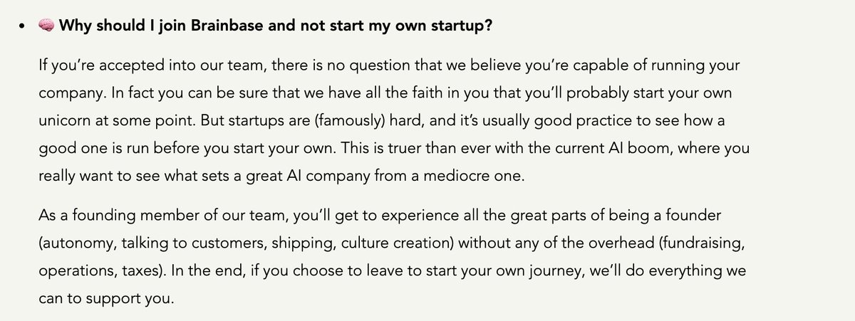 The most important section of our recent job posting by far