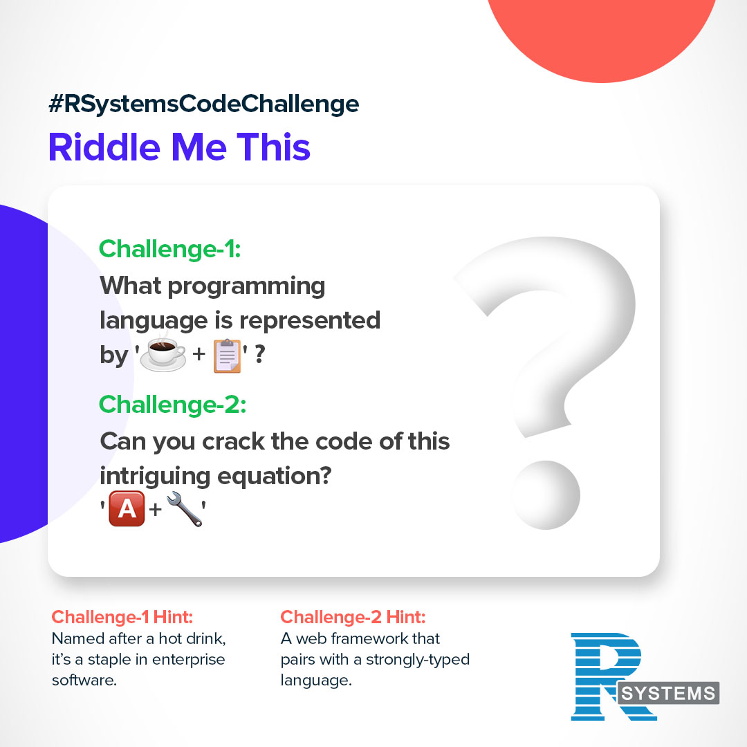 Are you a code detective? Test your skills in our latest coding challenge and see if you can guess the language from these clues! 🕵️👩💻 #CodeCracking #ProgrammingPuzzle #TechTrivia #RSystemsChallenge #RSystemsCodeChallenge #CodeChallenge