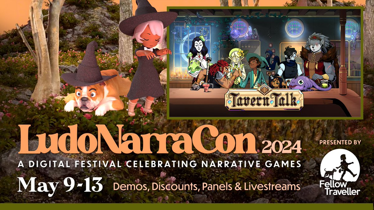We're thrilled to announce that Tavern Talk is part of #LudoNarraCon's Official Selection, kicking off May 9! 🎉

And we might even have a character reveal in store for you. Or two. 👀

Check out the full line-up of games &amp; speakers here: ludonarracon.com