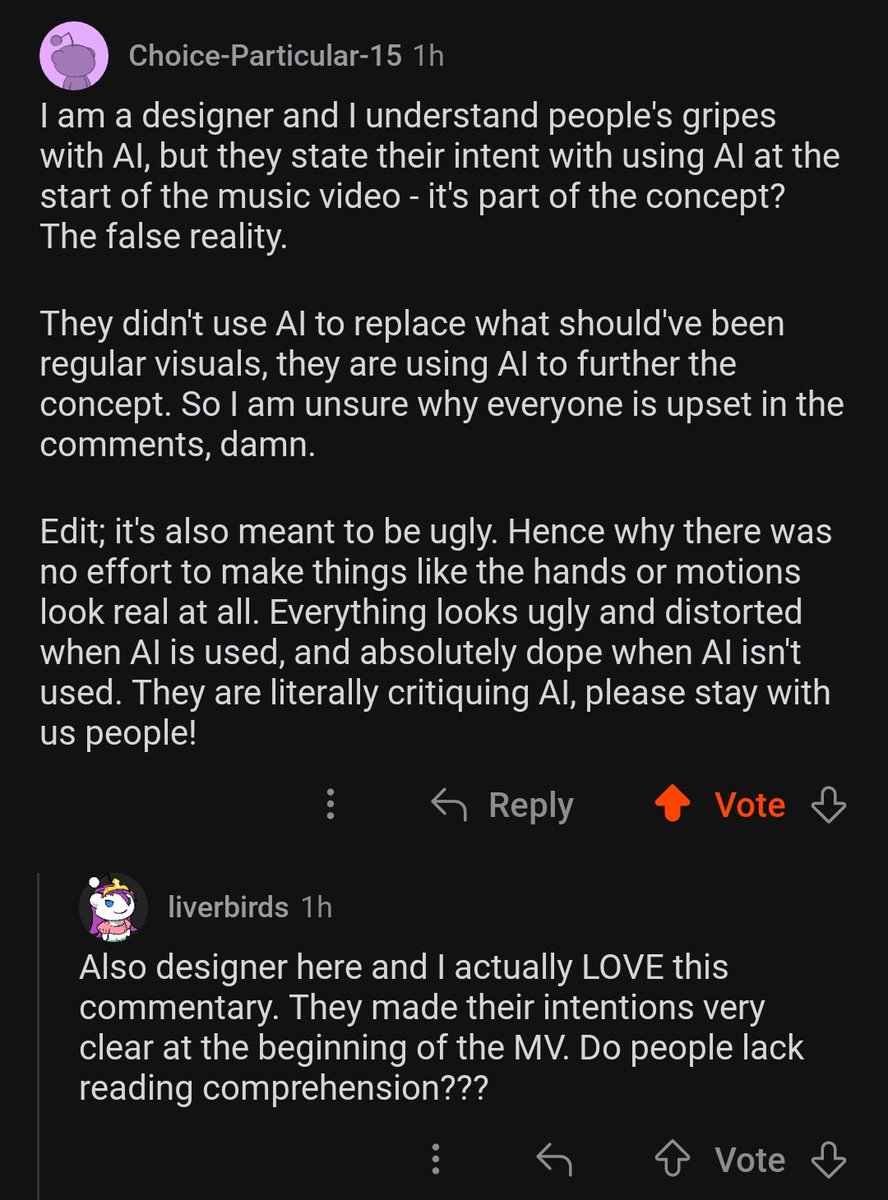 Actual designers getting the point unlike twt users