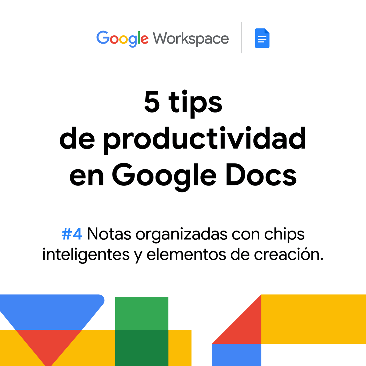 Workspace_LA's tweet image. Un tip rápido para #GoogleDocs (entra en menos de 280 caracteres):

Escribe “@” para ver un menú desplegable con chips inteligentes y elementos de creación listos para utilizar. ¡Crea notas, planificaciones y mucho más!
